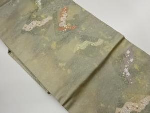 引箔色紙に桜・菊・紅葉・道長取模様織出し名古屋帯